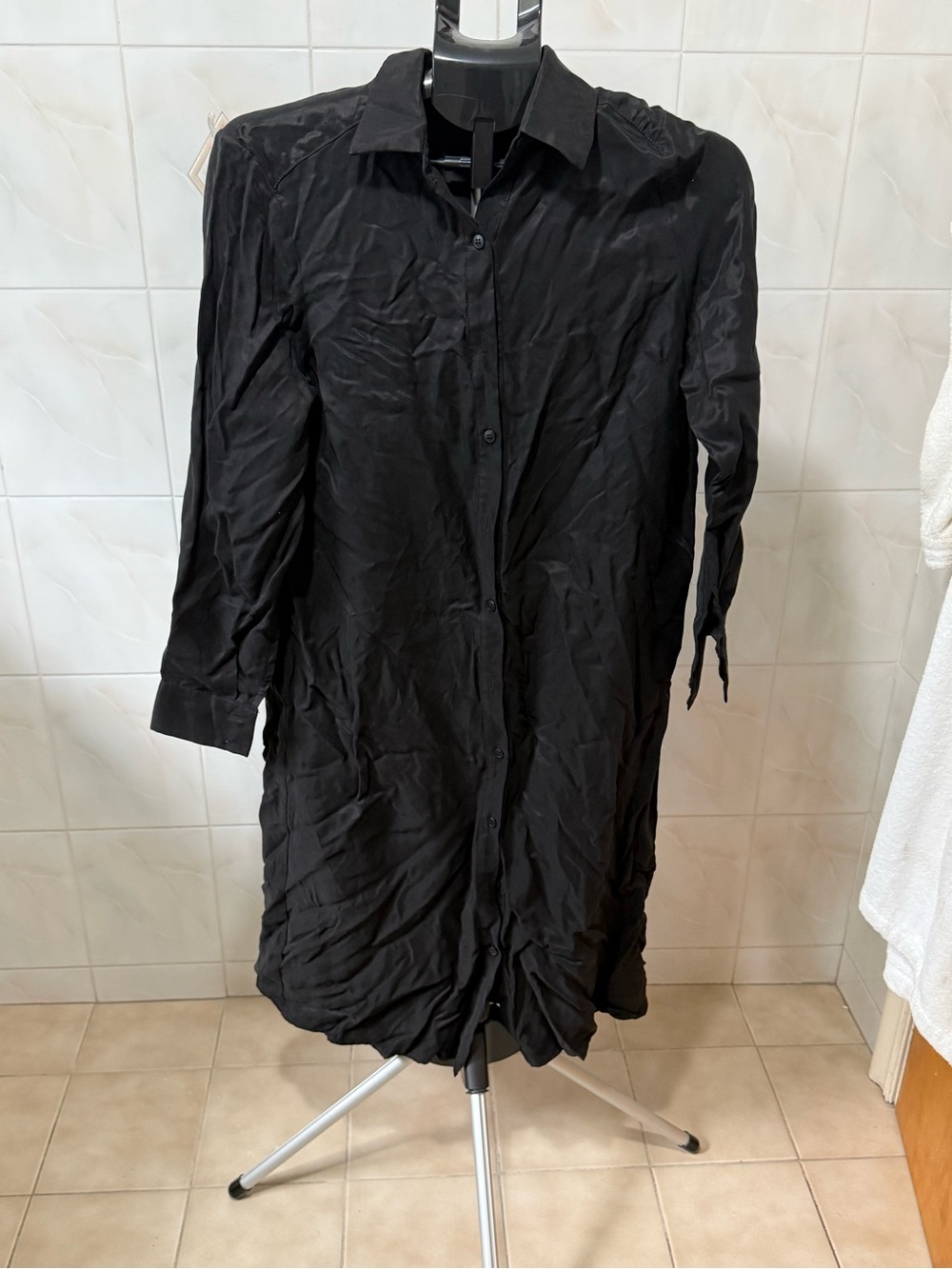 Dress Blank Women’s Black & Olive Button-Down Long Shirt Dress